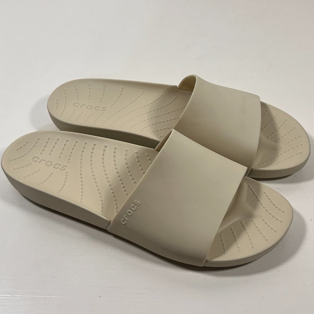 Crocs Splash Slide Bone Beige Rubber Slide Sandals Women Size 9